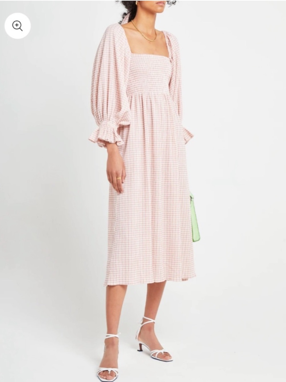 O.P.T. Athena Midi Dress Gingham Cream Pink Mauve